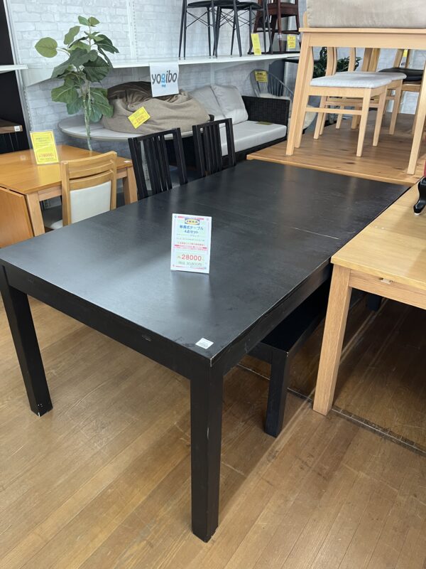 中古 イケア 伸長式ダイニング4点セット ブラック - 総合リサイクル 